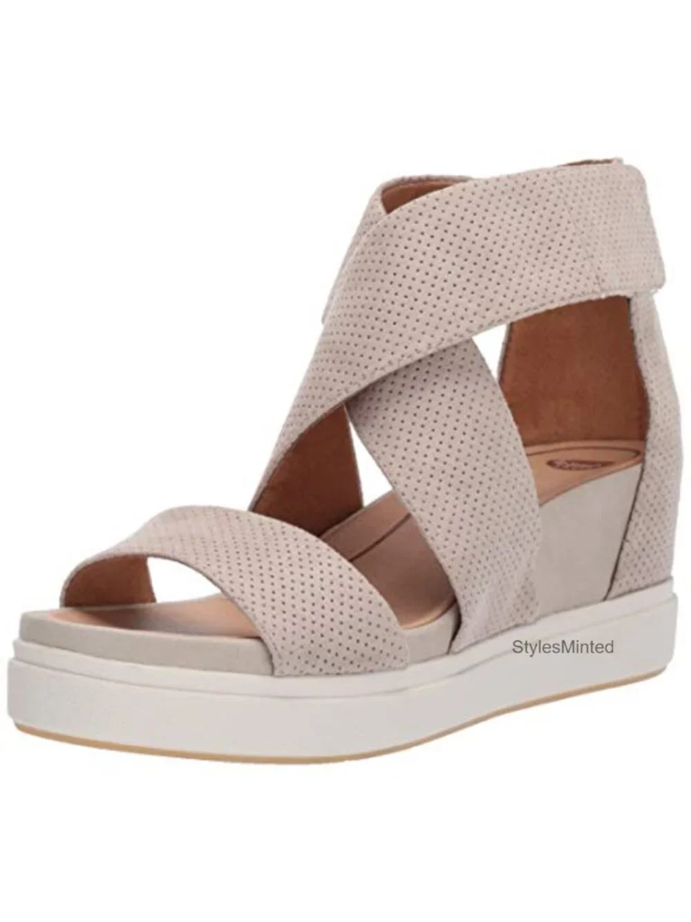 Women's Faux Leather Platform Wedge Sandals Adjustable Ankle Strap